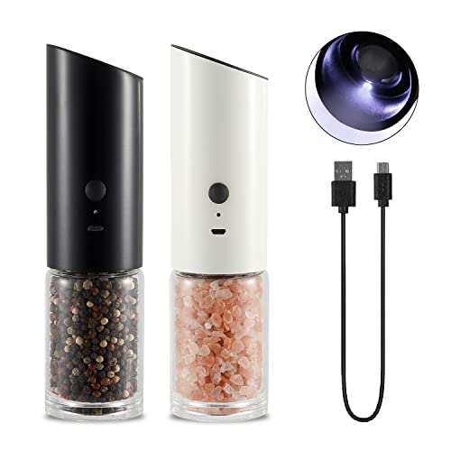 Molinillo eléctrico de sal y pimienta negro y blanco recargable molino de pimienta con luz LED USB gravedad automática molinillo de sal picadora de especias coctelera regalo de cocina Cover