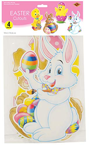 Beistle Happy Easter Bunny And Chicks Cut Outs 4 Piece Spring Time Decorations, 14", Multicolored #TOP2