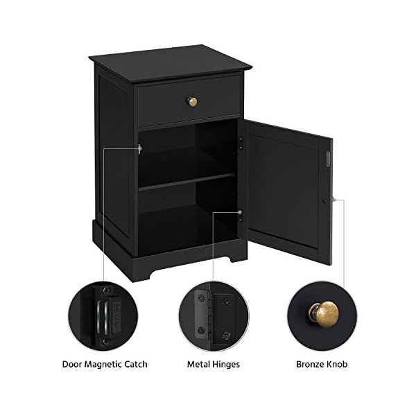 Yaheetech Bedside Table, Bedside Cabinet Nightstand with Drawer and Door, Wooden Storage Unit Side Table End Table for Bedroom/Living Room/Hallway/Bathroom - Image 8