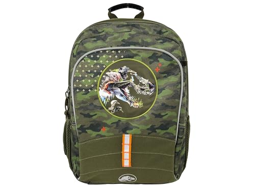 CYPBRANDS Jurassic World- Mochila, adaptável a carro, material escolar, mochila casual, coleção roar, verde, produto oficial