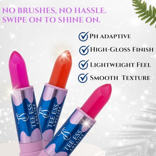 Image of TEE ESS Lollies 3-in-1 Multi Use LipStick | Used as Lipstick ,Highlighter and EyeShadow | With Ph Adaptive Colour| High Shine Finish | Smooth & Silky Texture | Lightweight, Moisturizing with Vitamin E | Non-Sticky for Daily Wear | 4gms (Lilac)