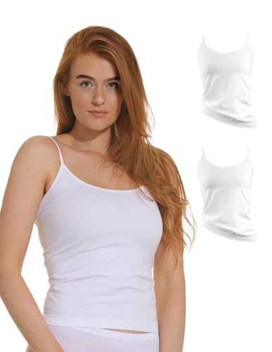 2er Pack Damen Mikrofaser Spaghetti Unterhemden, Seamless...