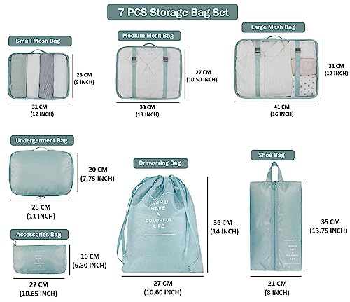 Image of Nightstar 7 Pcs Foldable Luggage and Laundry Bag Pouch Waterproof Travel Toiletry Organizer Garment Storage Bag Portable Packing Cubes (1 Pc) (Sky Blue)