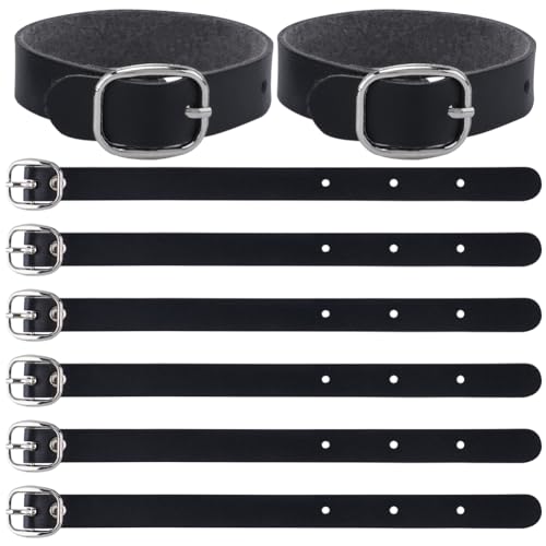 GORGECRAFT 10Pcs PU Leather Luggage Labels Strap Adjustable Faux Black Luggage Tag Loops Replacement Belts with Metal Buckle Watch Band Straps for Suitcase Travel Secure Storage Hanging Accessories