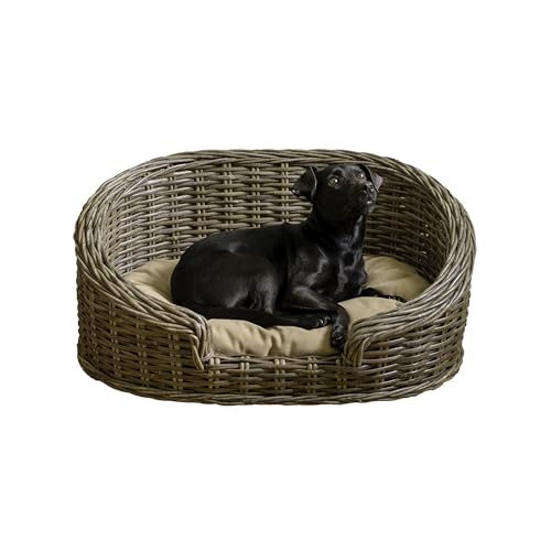 THE LICKER Store DBD1000A Curvy 28.5' x 17.25' Classic Handwoven Rattan Dog Bed with...