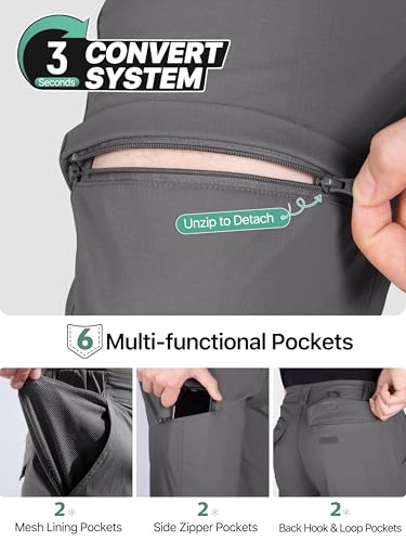 Pantalon de randonnée cargo modulable gris pour vos trecks et voyages nature