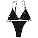 RELTANGL Women's Bikini Halter Top Tie Side Bottom Swimwear Bikini Set,Black, Large