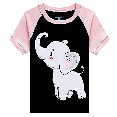Little Girls Elephant Pajamas Toddler Short Sleepwear for Kids Summer 100% Cotton PJS 2 Piece Clothes Size 1-7 T(Elephant-6108 3T) - Thumbnail 2