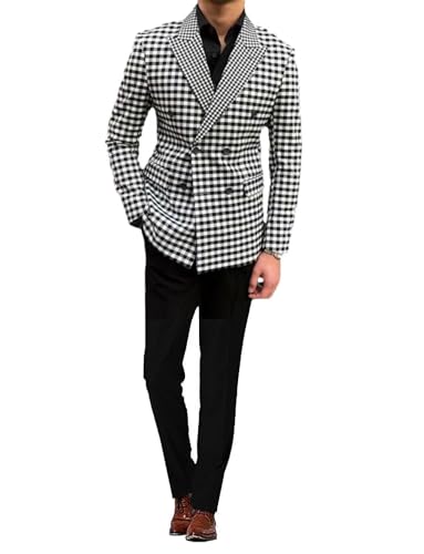 Costume à carreaux hommes pour banquet et discours de Noël | Ensemble noir chic