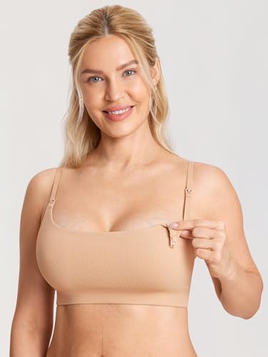 Image of MOMANDA Ribbed Nursing Bras for Breastfeeding | Maternity sleep bralettes, Wireless, Seamless, Soft lift, Comfy, For women