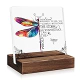 Mhfpl They Whispered to Her Butterfly Acrylic Plaque Sign with Wooden Stand, Women Empowerment Office Decor, Motivational Quotes Gifts for Women, Feminist Acrylic Gifts for Sister BFF Friend Coworker