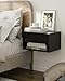 HEYZOEY Floating Bedside Table, Wood Bedside Table Small Modern Floating BedsideTable with Drawer, Floating Shelves for Bedroom, Bathroom, Black