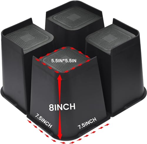 MQFORU Bed Risers 8 inch,L Shape Oversized Furniture Risers,Heavy Duty Support to 6000lbs,Wide Opening Bed Lifts for Bed, Couches, Tables, Desks (Black,4pack)