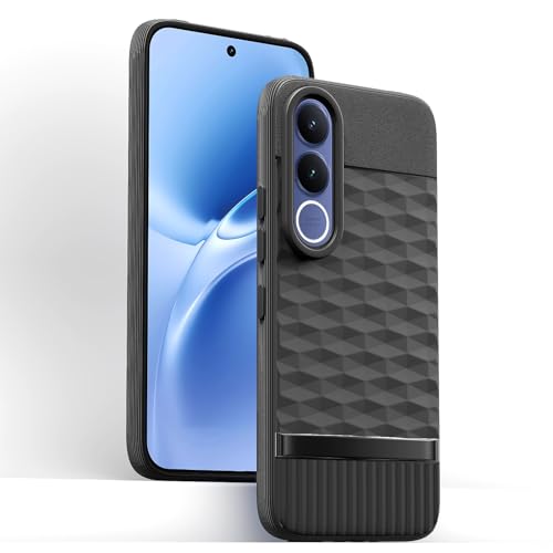 Image of Pikkme Back Cover for Vivo V70 FE 5G Camera Protection 3D Hexa Cube Design Silicone Protective Bumper Case (Black)
