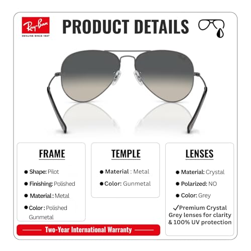Image of Ray-Ban RB3025 AVIATOR GRADIENT Pilot Shaped Sunglasses for Men & Women with Official RAYBAN Eyewear Kit