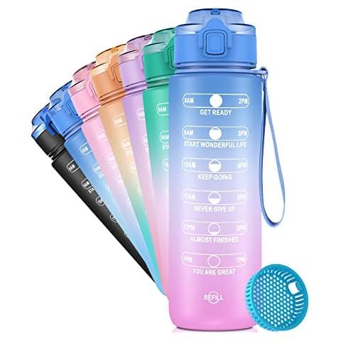 ETDW Trinkflasche 1Liter mit Filter, Sport Trinkflasche mit sieb Cover