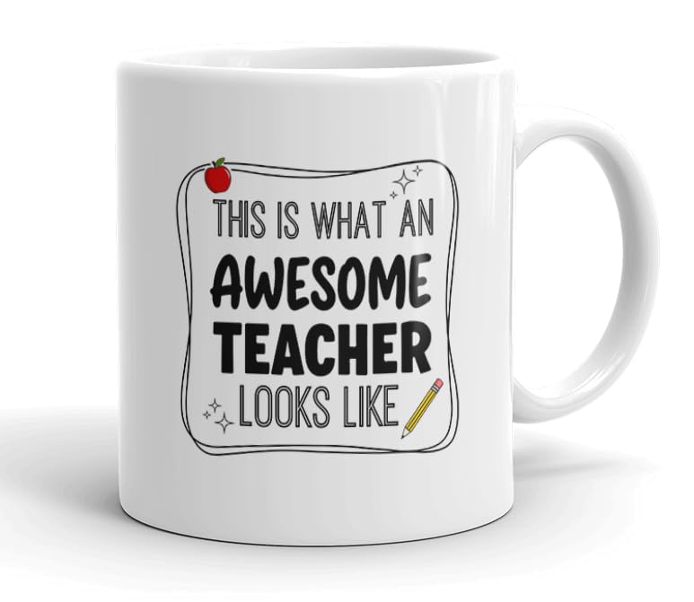 VIROSA Teacher Mug – This is What an Awesome Teacher Looks Like – Funny Thank You Gift for School Staff or Tutor
