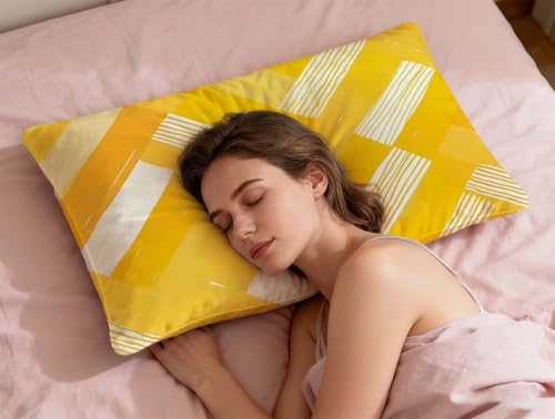 Housse de coussin jaune 60x90 cm en velours avec zip invisible pour canapé | Lot de 2