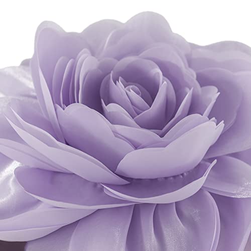 Image of JWH 3D Flower Throw Pillow Covers Aesthetic Decorative Stereo Floral Accent Pillow Cases Round Cushion Rose Pillowcase for Bedroom Bed Couch Chair Car 12 Inch Light Purple