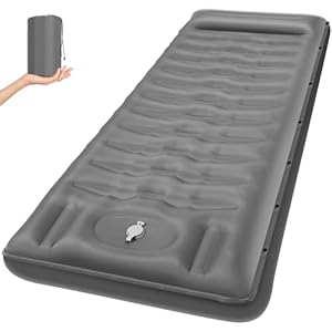 Sleeping Pad, Ultralight 6 Inches Thicken Inflatable Sleeping Pad for Camping, Built-in Pump, Great for Camping, Hiking, Carry Bag, Repair Kit, Compact & Lightweight Air Mattress(Gray)