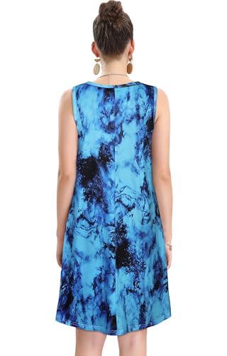 Image of elescat Women's Summer Dresses 2026 Beach Casual Sleeveless Floral Print Tank Loose Sundress with Pocket