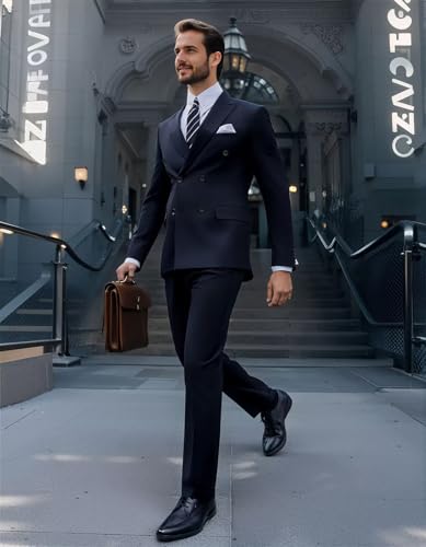 2 Piece Double Breasted Suit Men Slim Fit Double Breasted Blazer Wedding Prom Homecoming Groom Suit Pants Sets2