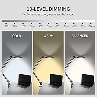 Lampada d'Ingrandimento/Lampada da Lavoro - Lente in Vetro 105 mm 5 Diottrie, 750 Lumen Dimmmerabile 3 Colori, Braccio Orientabile 90 cm per Hobby Creativi e Lavori di Precisione