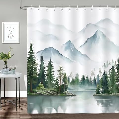 Bonhause Misty Forest Waterproof Shower Curtain Cover