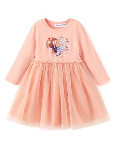 Disney Frozen Elsa Anna Dress Toddler Girls A-Line Long Sleeve Glitter Double-Layered Tulle Winter Fall Clothes Birthday Party Outfit 3-4T