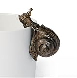 JARPSIRY Vintage Bronze Climbing Snail Statue Flower Pot and Vase Hugger Miniature Fairy Garden Terr