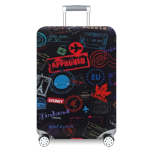 UJBVCX Funda Maleta, Equipaje Cubierta Impresión Lavable para Maleta, Protectora de Equipaje de Viaje Elástica, Suave de Anti-Polvo (M, 22-24 Pulgadas, Estampilla)