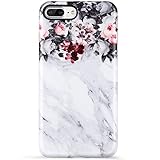 iPhone 8 Plus Case,iPhone 7 Plus Case,VIVIBIN Cute Floral and Grey Marble for Women Girls Clear Bumper Soft Silicone Rubber TPU Cover Slim Fit Protective Phone Case for iPhone 7 Plus/iPhone 8 Plus