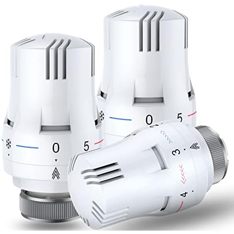Thermostat Radiator Head,HOMGEN Professional 3Pcs TRV Thermostatic Head Radiator 3Pcs Thermostat Head M30 x 1.5 Radiator Valve Replacement Head Radiator Valve Thermostat Valve for Home Office Cover