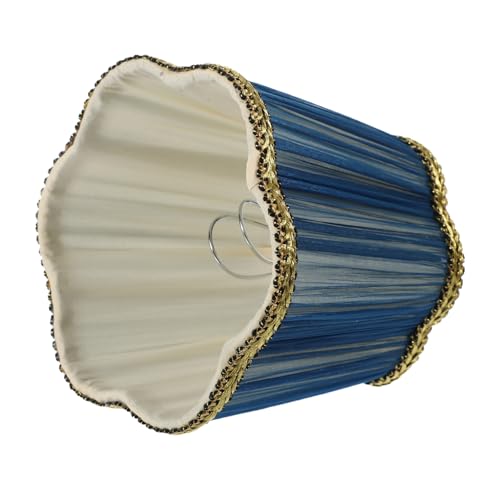WOONEKY Pantalla De Lámpara De Mesa E14 11x14,5x12,5 Cm Tono Azul Oscuro De Tela Plisada Clip Metálico Para Lámpara De Escritorio Uso Doméstico y Oficina, Repuesto 1 Unidad