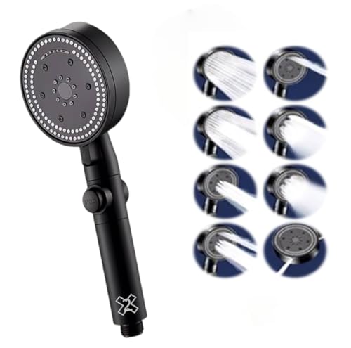 MOOL2 Alcachofa de Ducha Alta Presion. Antical. Alcachofa Ducha Color Negro. Ahorro de Agua. Cabezal de ducha extraíble con 8 modos de chorro. (para todo tipo de duchas rosca universal)