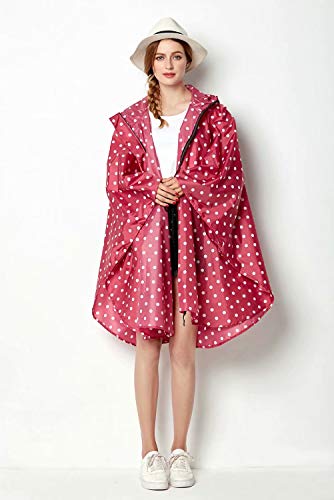 NUUR Rain Poncho for Women Adults Unisex Hooded Zipper Raincoat Waterproof Reusable Hiking Rain Coat with Pockets3