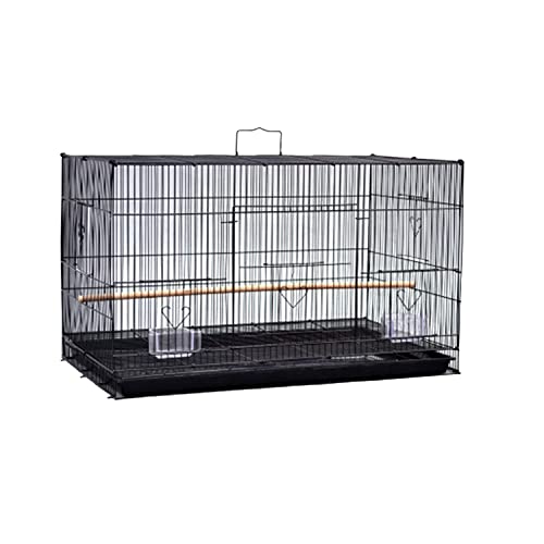 Image of 2 Feet Birds Cage, Big House for Parrot, Budgies Budgies, Parakeets, Rabbit and Small Pets with 2 Feeding Cup and 1 Perch with Secure Lock (Black)