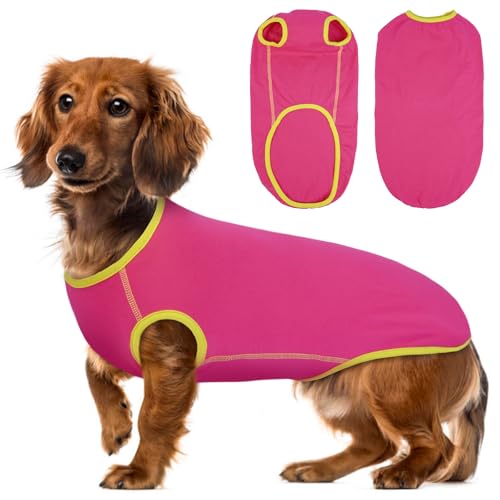 Lelepet Hundeshirt für Dackel, Hund Sommer T-Shirt Weiches Hundehemd, Atmungsaktives Dackel Hunde Shirt, Dehnbare Dackelkleidung, Leichter Hundepullover Shirt, Rosa XL