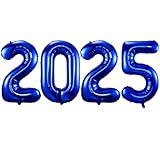 Navy Blue Number 2025 Balloons, 40' Large Navy Blue 2025 Balloons Helium Mylar Foil Balloons for 2025 New Year Christmas Graduation Party Decoration