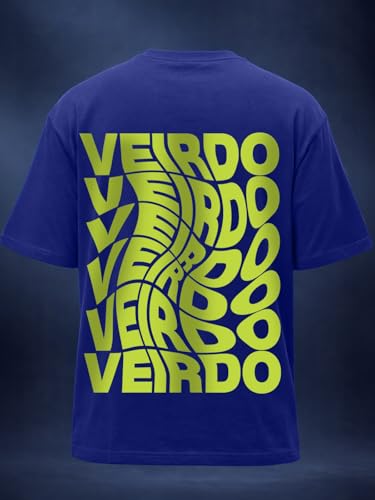 Image of Veirdo Men's Cotton Oversized Fit Oversized Baggy Fit Drop Shoulder Cool and Stylish Graphic Printed Design Half Sleeve T-Shirt (Available Sizes: S to 2XL)