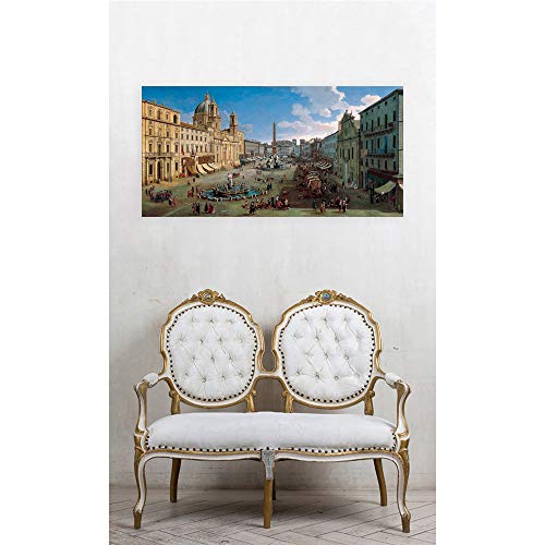 Piazza Navona de Roma: póster panorámico de 80x40 cm para decorar su salón 2