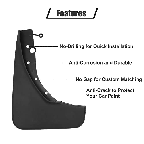Image of ACROPIX Mud Flaps Splash Guard No-Drill Mudguards Wheels Protection Set Fit for Jeep Grand Cherokee with Hardware - Pack of 16 Black