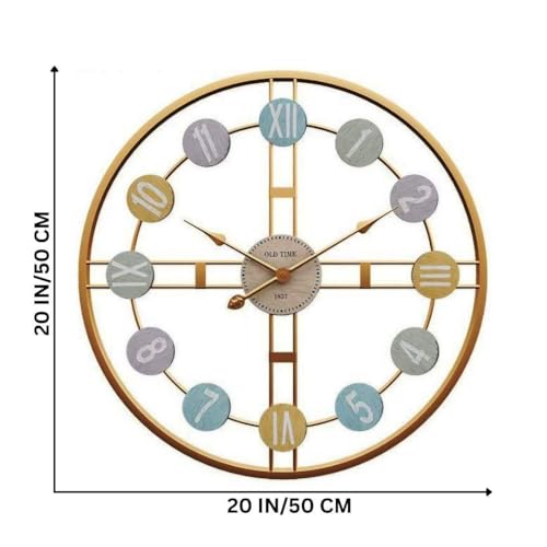 Image of Arabs Modern Metal Wall Clock for Living Room Bedroom Office Kitchen Stylish Designer Big Size Gold 50 CM