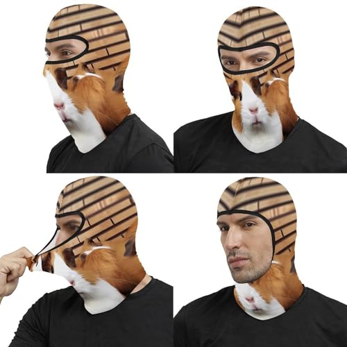 Máscara de esquí para hombres y mujeres Balaclava con estampado de conejillos de Indias, máscara facial térmica para clima frío, equipo para motocicleta, máscara de esquí para invierno miniatura 5