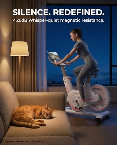 Image of Compact Magnetic Exercise Bike for Home, Rear Flywheel Indoor Cycling Bike for Petite & Medium Adults, 7-Level Precise Lever Resistance, Whisper Quiet for Apartments, 330 lbs Weight Capacity