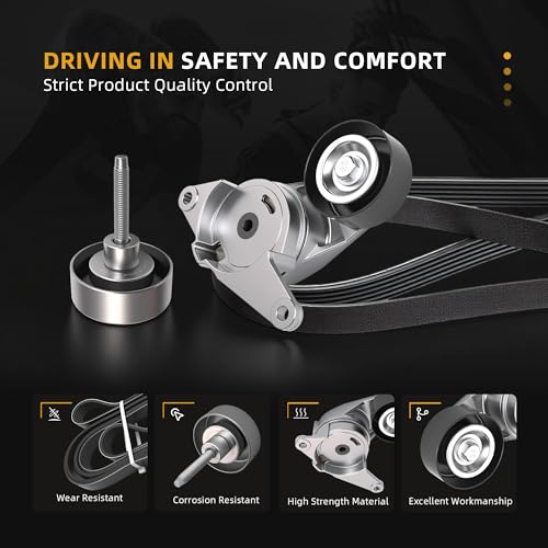 Image of Belt Tensioner Serpentine Belt Idler Pulley Kit for GMC Acadia, for Buick Enclave, for Saturn Outlook, for Chevrolet Traverse, for Saab 9-4X, for Cadillac XTS /SRX, 2.8 /3.6L, 08-18