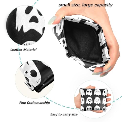 Cute Ghost Boo Coin Purse Leather Pouch Change Purse, Squeeze Coin Pouch for Cards, Keys & Lipsticks, Unisex2