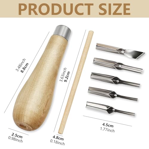 RFYTDCF 2 Linolschnitt Werkzeug Set, Linoleum Schnitzset mit 5 Klingen Holzschnitzwerkzeug Kit Handwerkliche Linoleum-Schnitzwerkzeuge für Ink Paint Block Stamping DIY-Schnitzerei