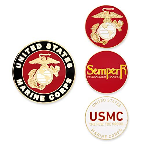 Image of PinMart's Officially Licensed Marine Corps Golf Essentials Gift Set, Divot Tool, Hat Clip, Magnetic Ball Markers, Large Golf Ball Marker with Presentation Box - Gifts and Accessories