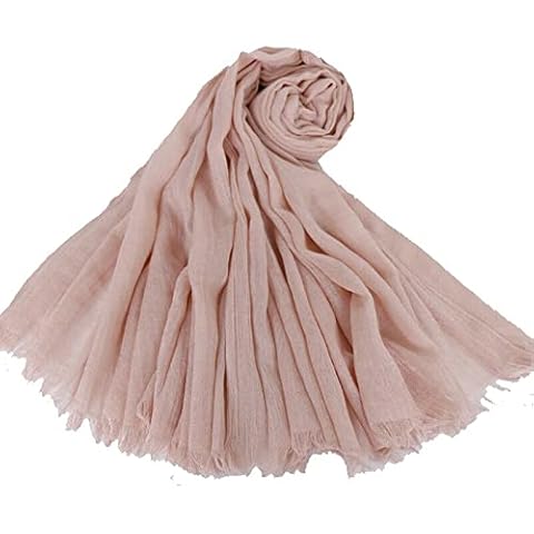 ABLLORE linen scarf- soft scarf- all seasons scarf- trending item- long scarf- Large Long Lightweight Linen Shawl Wrap 75”×43” (Pastel Pink) Cover